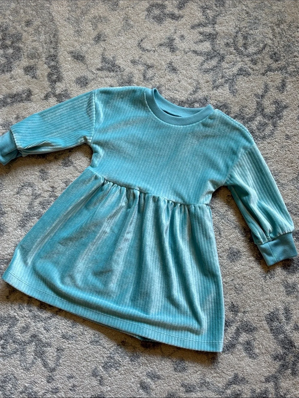 Carter's Ribbed Long Sleeve Dress in Seafoam